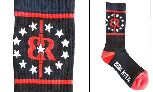 Black and Red Crew Socks Manufactured for Customer