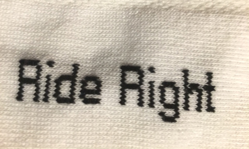 Knitted text on sock